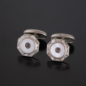 Antique 30s 40s Black Celluloid Cufflinks